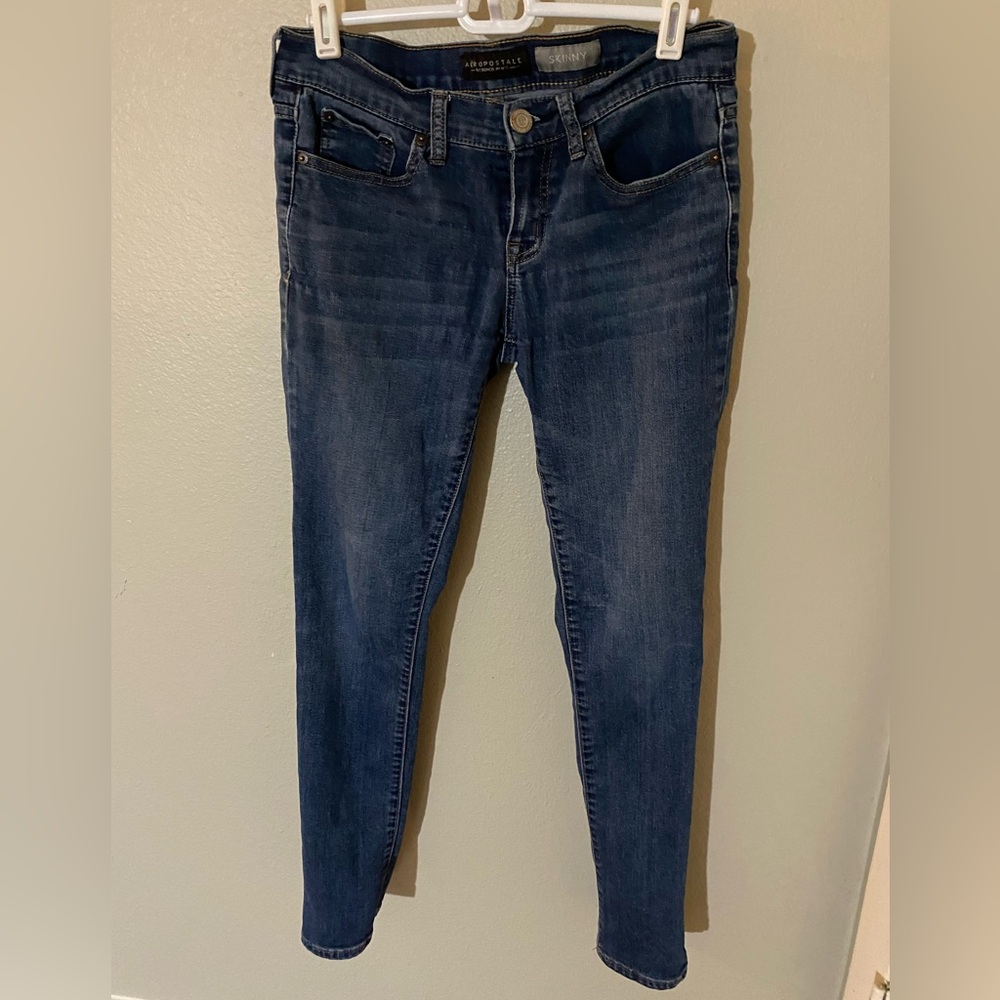 Aeropostale Women’s Skinny Short Court Blue Jeans Low Rise